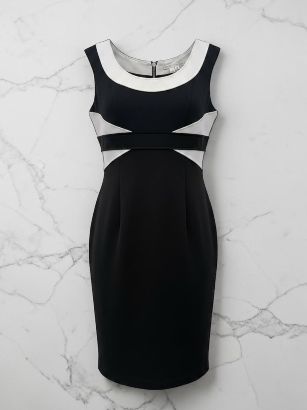 Maggy London Black and White Mod Midi Dress